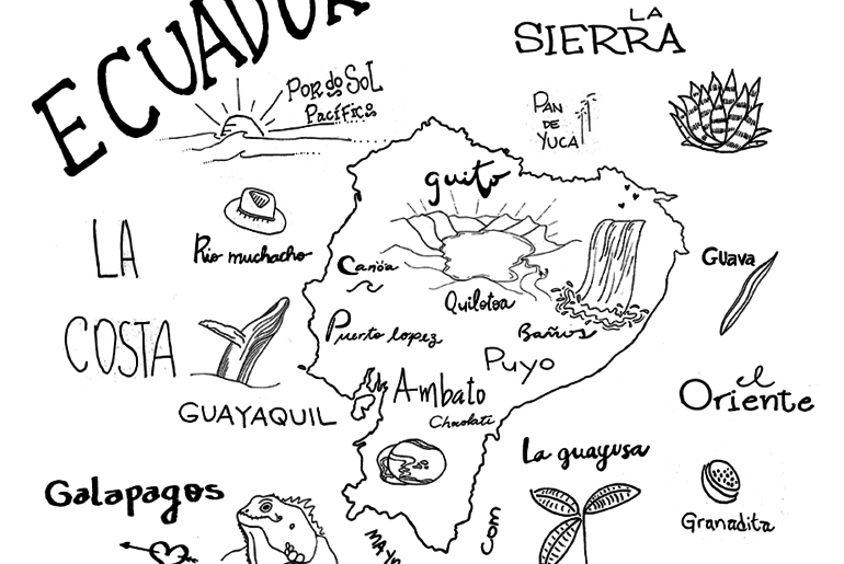 Ecuador map doodle
