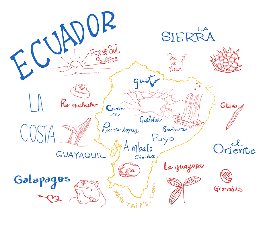 Ecuador map color aquarel